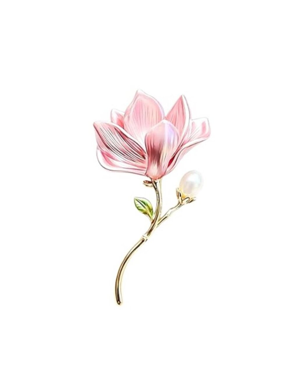 Magnolia Rose Tulip Flower Brooch Pin Alloy Enamel Floral Brooch with Natural